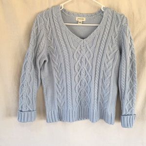 Blue cable knit sweater